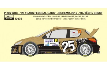 Decal – Peugeot 206 WRC „25 years Federal Cars" - Rally Bohemia 2015